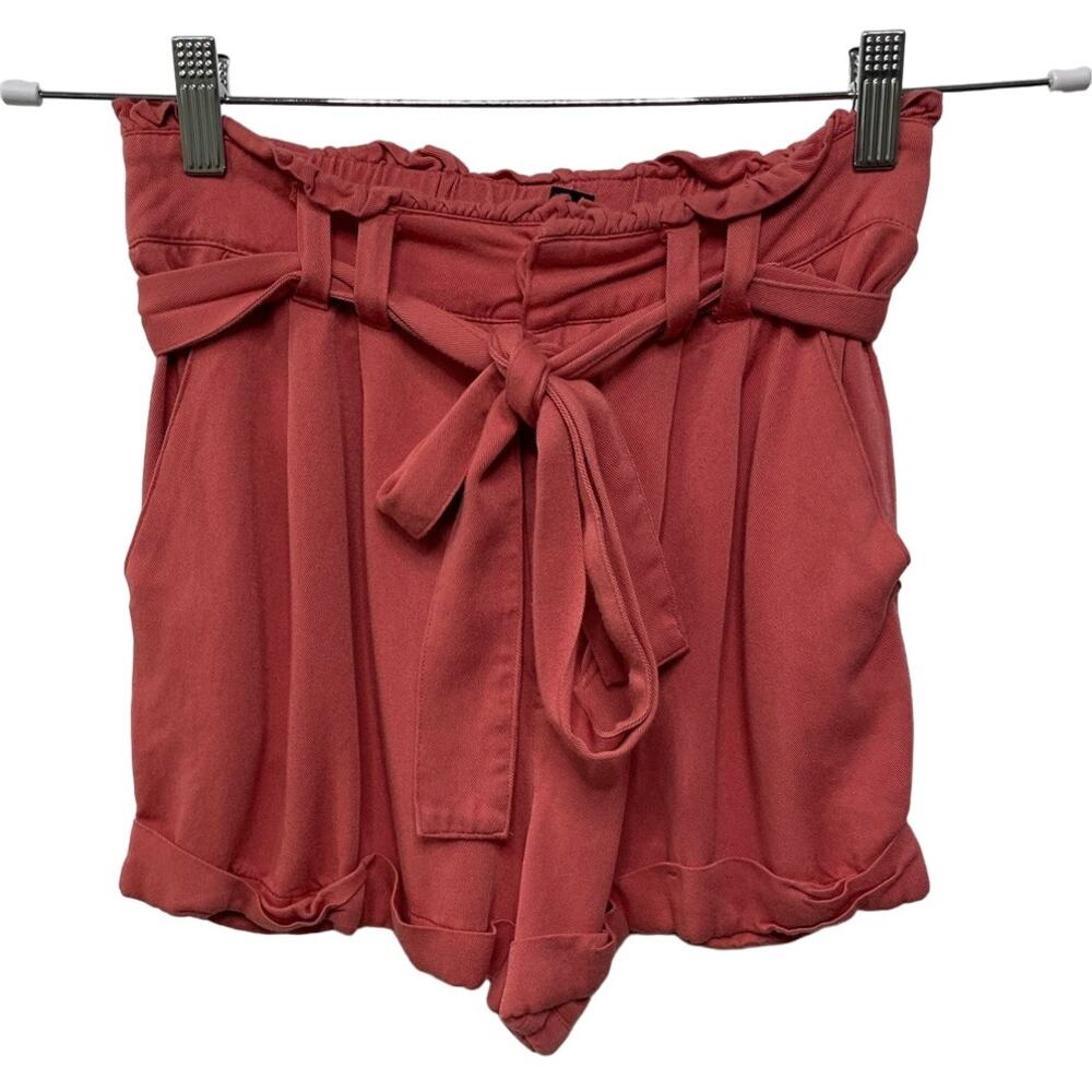 Forever 21 Paperbag Short Pull On Belted‎ Tie Elastic Waist Pink Girly Women's S